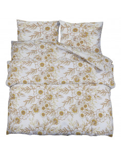 Set Copripiumino Bianco e Marrone 200x200 cm in Cotone