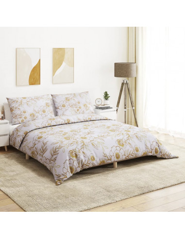 Set Copripiumino Bianco e Marrone 240x220 cm in Cotone