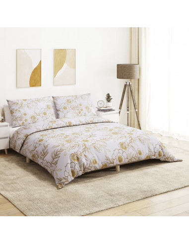 Set Copripiumino Bianco e Marrone 155x220 cm in Cotone