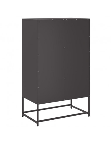 Credenza Nera 68x39x111,5 cm Acciaio Laminato a Freddo