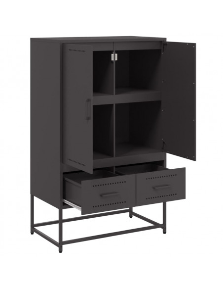 Credenza Nera 68x39x111,5 cm Acciaio Laminato a Freddo