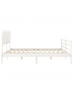 Giroletto con Testiera Bianco 200x200 cm in Legno Massello 2