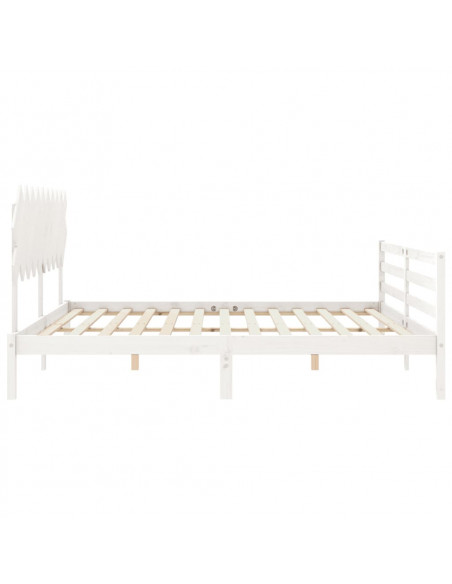 Giroletto con Testiera Bianco 200x200 cm in Legno Massello