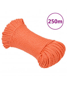Corda da Lavoro Arancione 6 mm 250 m in Polipropilene 2