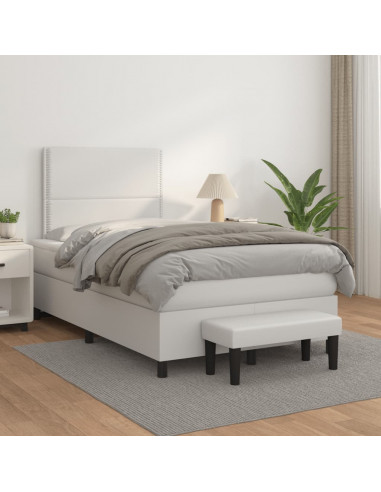 Giroletto a Molle con Materasso Bianco 120x190 cm in Similpelle