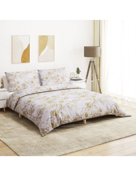 Set Copripiumino Bianco e Marrone 200x200 cm in Cotone