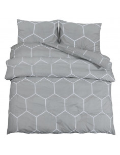 Set Copripiumino Grigio 200x200 cm in Cotone