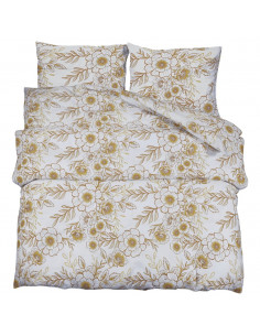 Set Copripiumino Bianco e Marrone 140x200 cm in Cotone