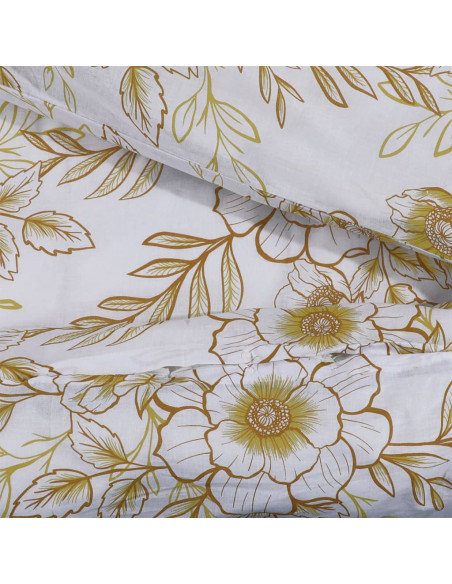 Set Copripiumino Bianco e Marrone 140x200 cm in Cotone