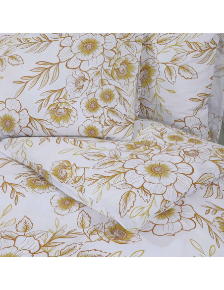 Set Copripiumino Bianco e Marrone 140x200 cm in Cotone