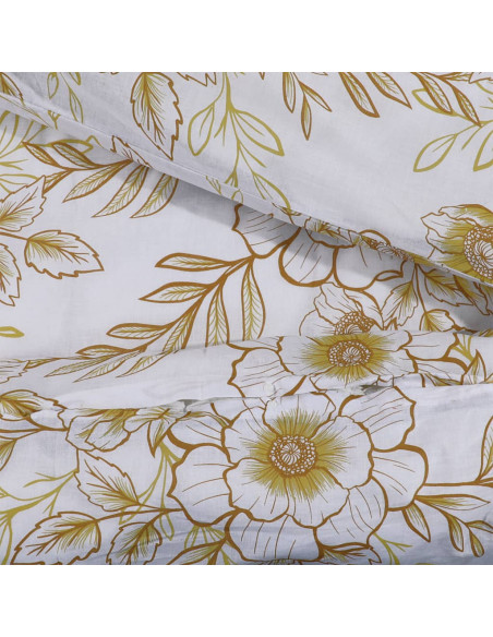 Set Copripiumino Bianco e Marrone 140x200 cm in Cotone