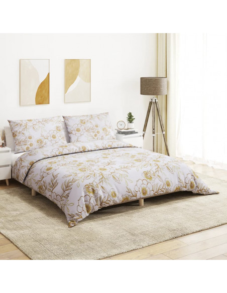 Set Copripiumino Bianco e Marrone 140x200 cm in Cotone