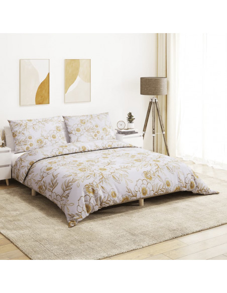 Set Copripiumino Bianco e Marrone 220x240 cm in Cotone