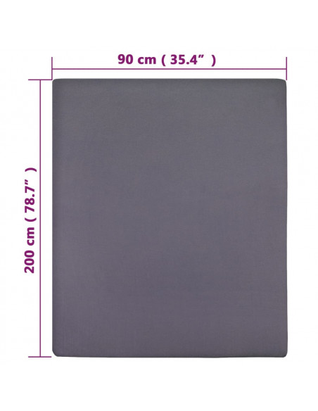 Lenzuolo con Angoli Jersey Antracite 90x200 cm Cotone