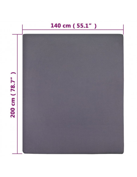 Lenzuola con Angoli Jersey 2 pz Antracite 140x200 cm Cotone