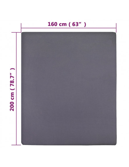 Lenzuolo con Angoli Jersey Antracite 160x200 cm Cotone
