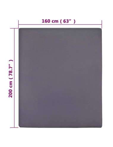 Lenzuola con Angoli Jersey 2 pz Antracite 160x200 cm Cotone