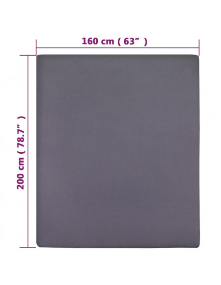 Lenzuola con Angoli Jersey 2 pz Antracite 160x200 cm Cotone