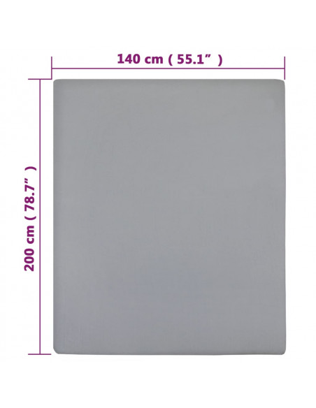 Lenzuolo con Angoli Jersey Grigio 140x200 cm Cotone