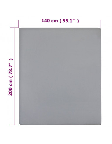 Lenzuola con Angoli Jersey 2pz Grigio 140x200 cm Cotone