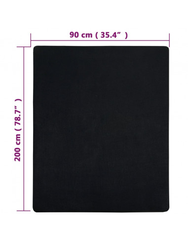 Lenzuola con Angoli Jersey 2pz Nero 90x200 cm Cotone