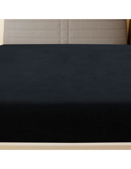 Lenzuola con Angoli Jersey 2pz Nero 140x200 cm Cotone