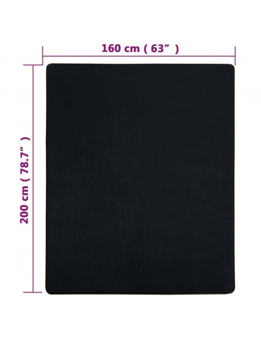 Lenzuola con Angoli Jersey 2pz Nero 160x200 cm Cotone