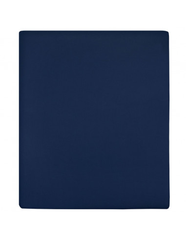 Lenzuolo con Angoli Jersey Blu Marino 140x200 cm Cotone