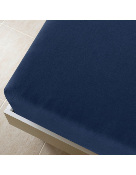 Lenzuolo con Angoli Jersey Blu Marino 140x200 cm Cotone