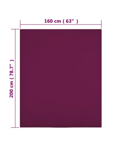 Lenzuola con Angoli Jersey 2pz Bordò 160x200 cm Cotone