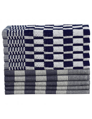 Set Strofinacci 10 pz in Cotone Blu e Bianco