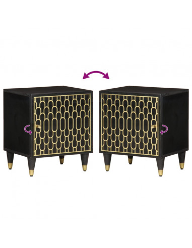 Comodino 40x33x46 cm in Legno Massello di Mango