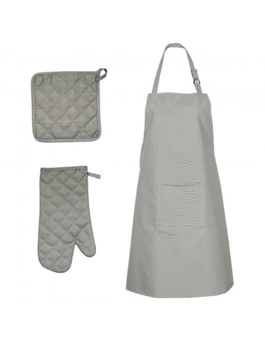 Set Strofinacci 15 pz con Guanti Forno e Presine Cotone Grigio