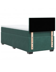 Giroletto a Molle con Materasso Verde Scuro 100x200 cm Velluto