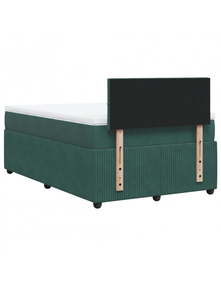 Giroletto a Molle con Materasso Verde Scuro 120x200 cm Velluto