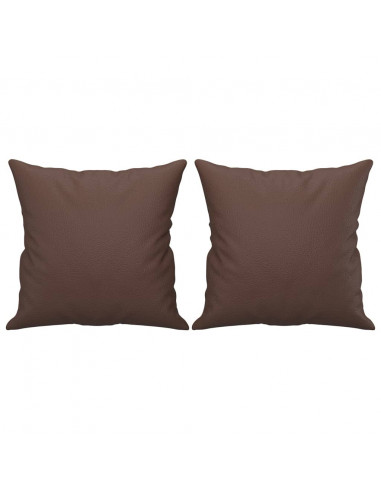 Cuscini Decorativi 2pz Marrone 40x40 cm in Similpelle