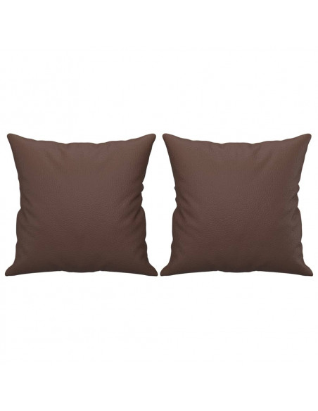 Cuscini Decorativi 2pz Marrone 40x40 cm in Similpelle