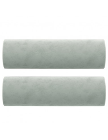 Cuscini Decorativi 2 pz Grigio Chiaro Ø15x50 cm in Velluto