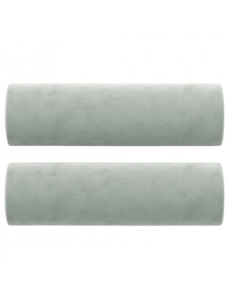 Cuscini Decorativi 2 pz Grigio Chiaro Ø15x50 cm in Velluto