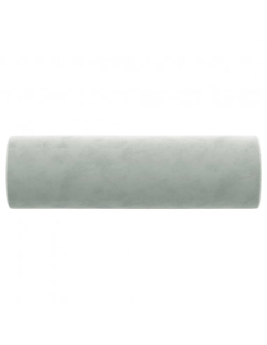 Cuscini Decorativi 2 pz Grigio Chiaro Ø15x50 cm in Velluto