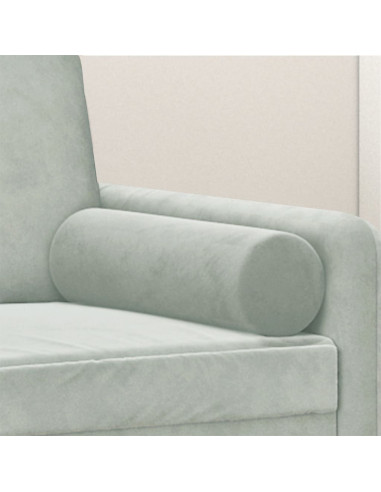 Cuscini Decorativi 2 pz Grigio Chiaro Ø15x50 cm in Velluto