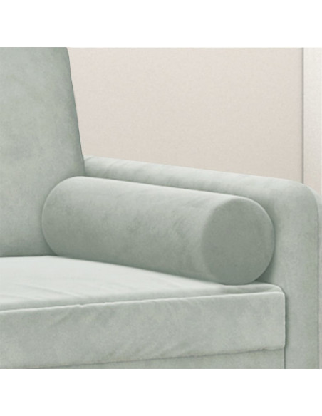 Cuscini Decorativi 2 pz Grigio Chiaro Ø15x50 cm in Velluto