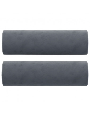 Cuscini Decorativi 2 pz Grigio Scuro Ø15x50 cm in Velluto