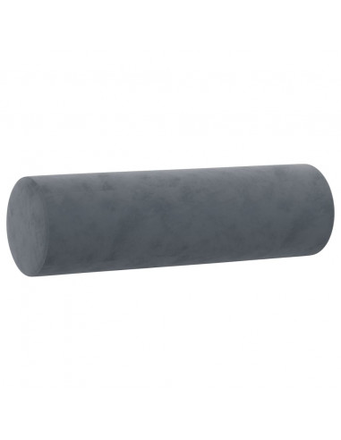 Cuscini Decorativi 2 pz Grigio Scuro Ø15x50 cm in Velluto
