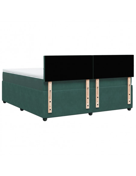 Giroletto a Molle con Materasso Verde Scuro 180x200 cm Velluto