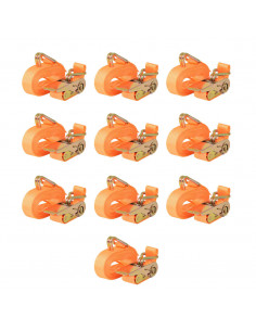 Cinghie d'Ancoraggio 10 pz a Cricchetto 0,4 T 6mx25mm Arancione 2