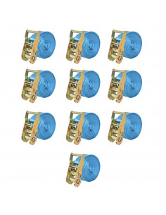 Cinghie d'Ancoraggio 10 pz a Cricchetto 2 T 6mx38mm Blu 2
