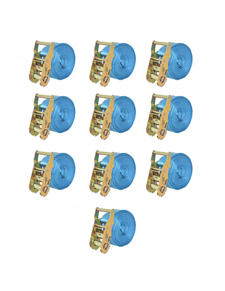 Cinghie d'Ancoraggio 10 pz a Cricchetto 2 T 6mx38mm Blu