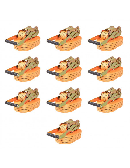 Cinghie d'Ancoraggio 10 pz a Cricchetto 2 T 8mx50mm Arancione