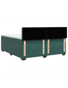 Giroletto a Molle con Materasso Verde Scuro 200x200 cm Velluto